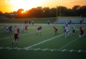 Football players from Mission Viejo in action during a game