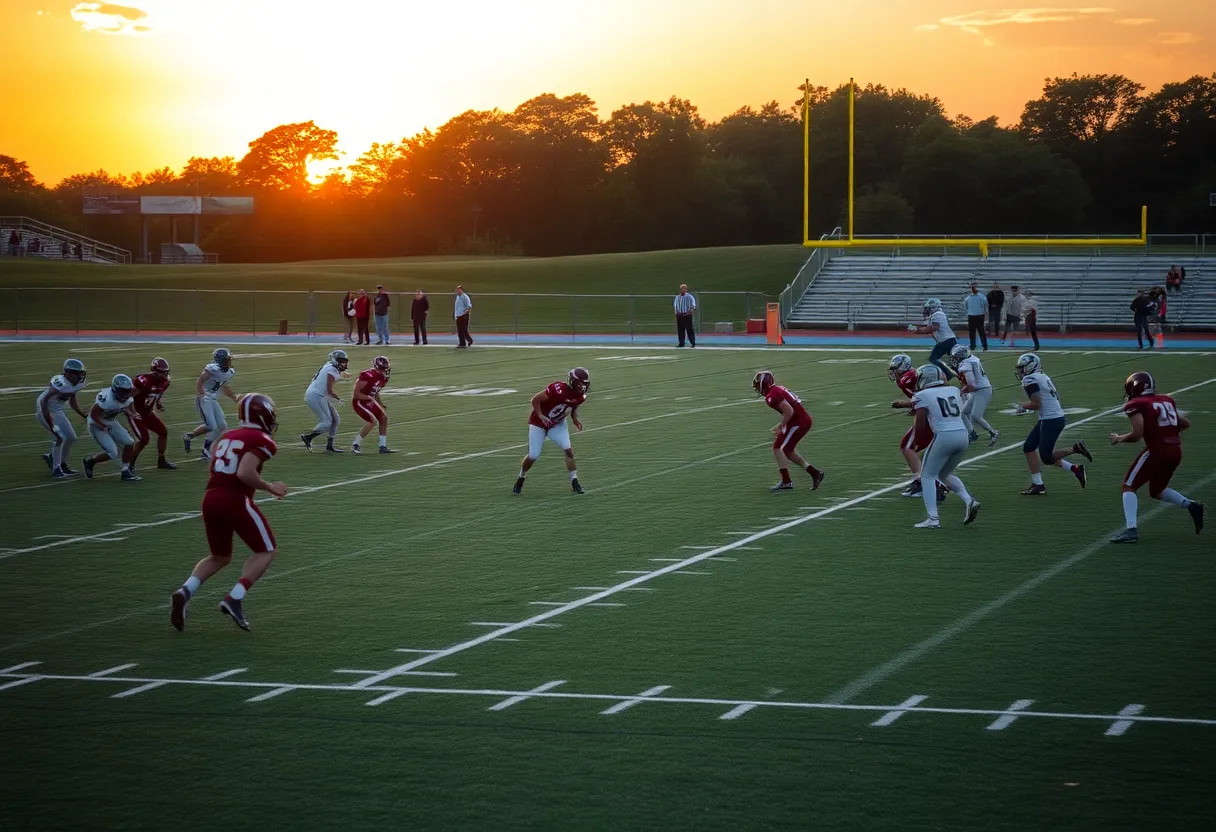 Football players from Mission Viejo in action during a game