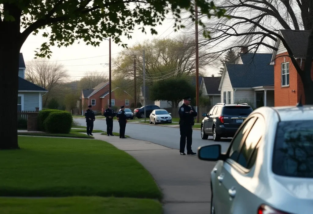Police activity scene in a neighborhood affected by gang violence