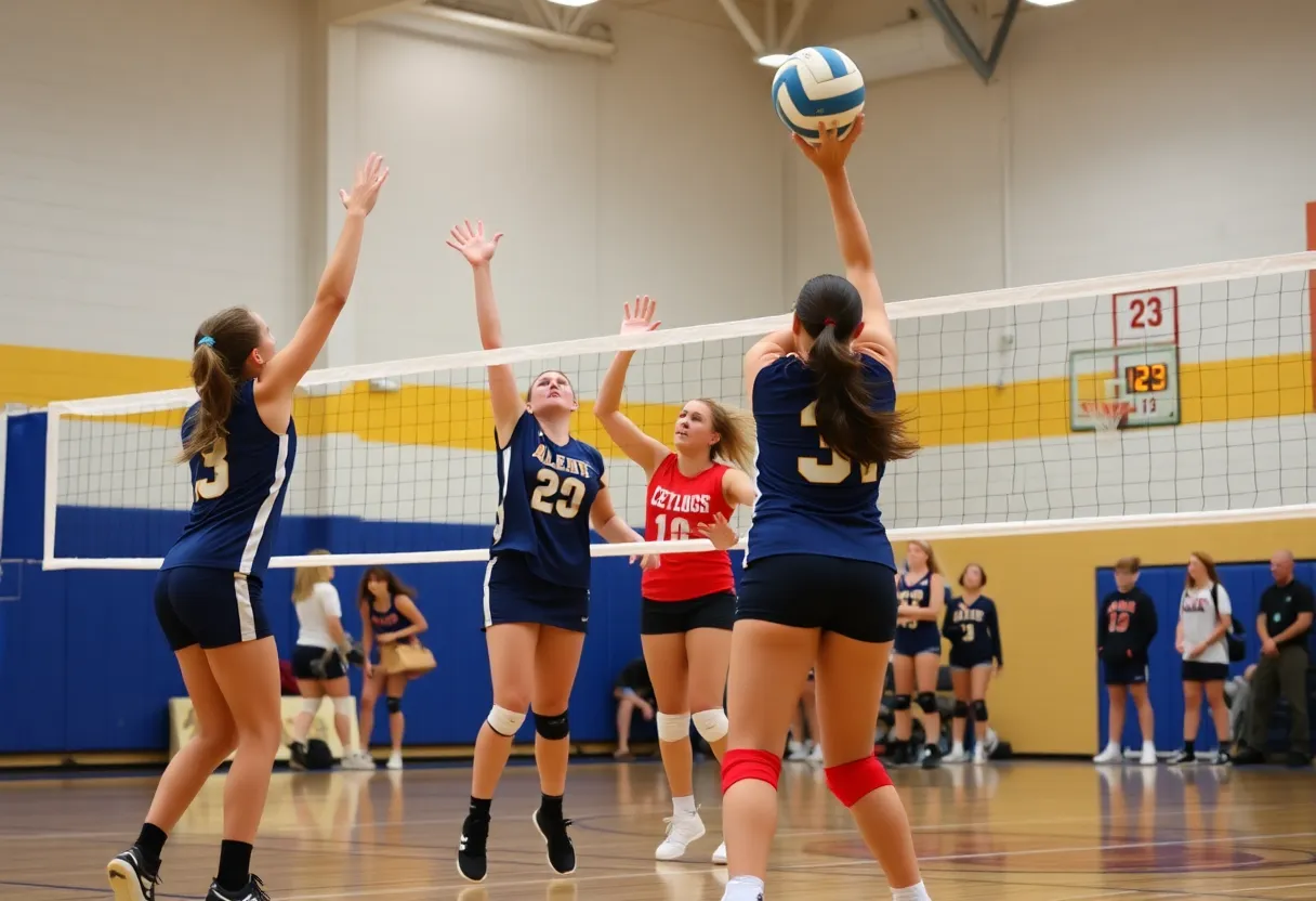 San Clemente volleyball team playing against El Toro Chargers.