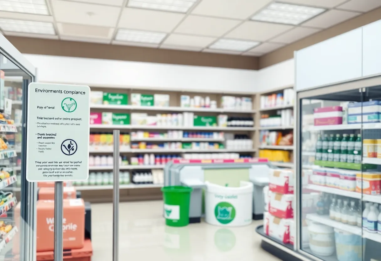 Sephora store with environmental compliance signage
