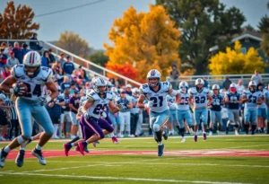 Players in a high school football game in Southern California