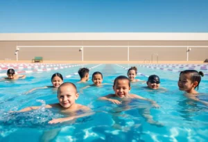 Diverse young swimmers practicing in a safe and supportive environment