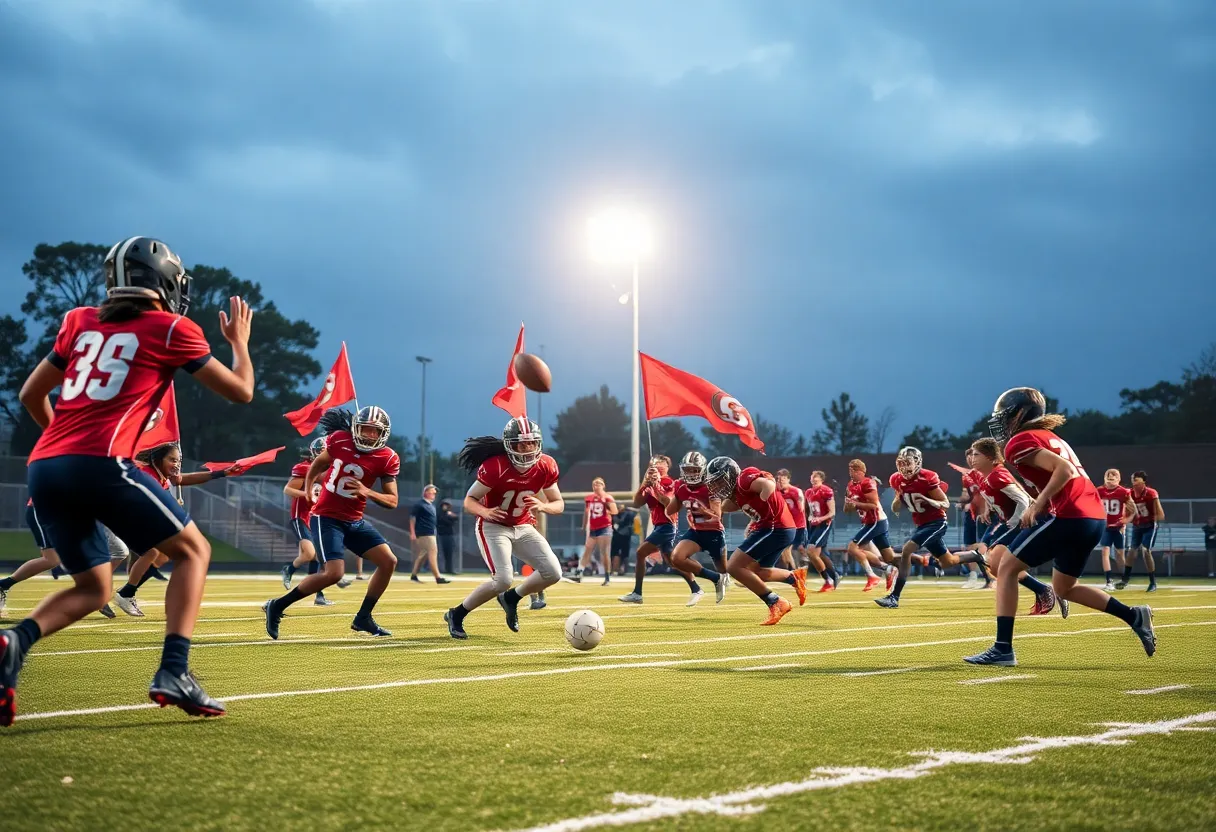 Trabuco Hills football team playing a game