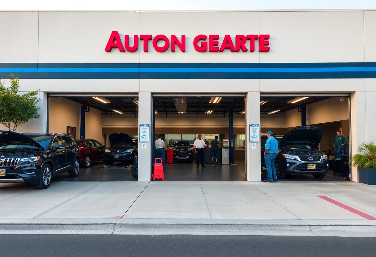 Automotive service center in San Clemente with cars in the garage.